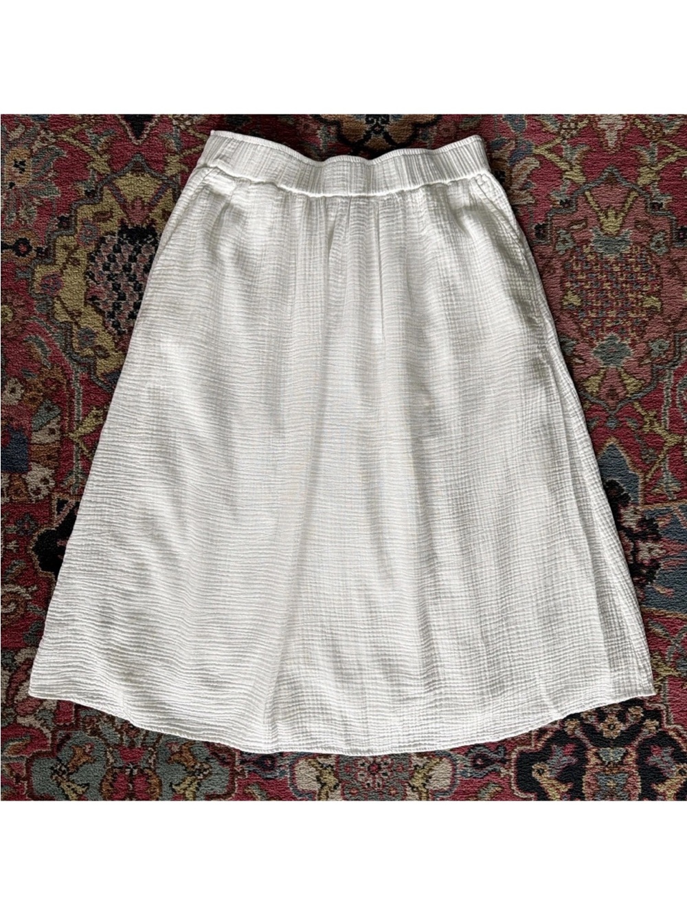 Talbots Airy Cotton Gauze Midi Skirt White Size Medium Pockets Lined